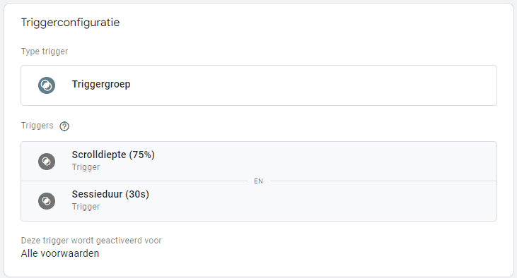triggergroep configuratie gtm